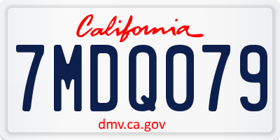 CA license plate 7MDQ079