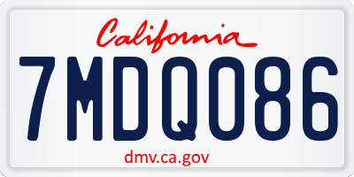 CA license plate 7MDQ086