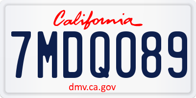 CA license plate 7MDQ089