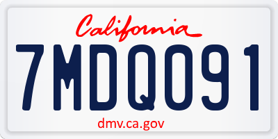 CA license plate 7MDQ091