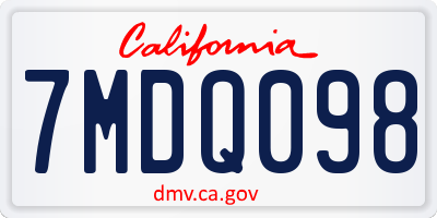 CA license plate 7MDQ098