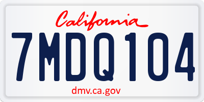 CA license plate 7MDQ104