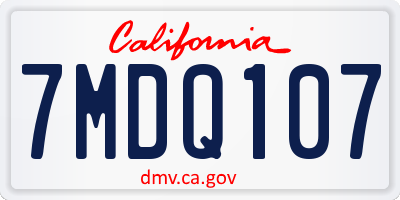 CA license plate 7MDQ107