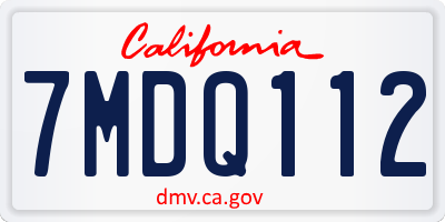 CA license plate 7MDQ112