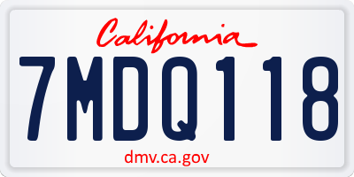 CA license plate 7MDQ118