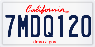 CA license plate 7MDQ120