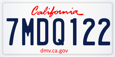 CA license plate 7MDQ122