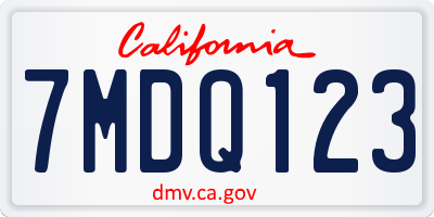 CA license plate 7MDQ123