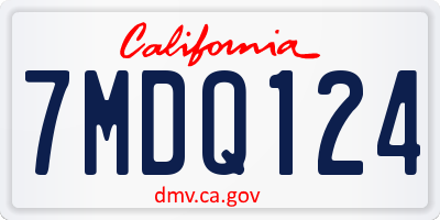 CA license plate 7MDQ124