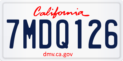 CA license plate 7MDQ126
