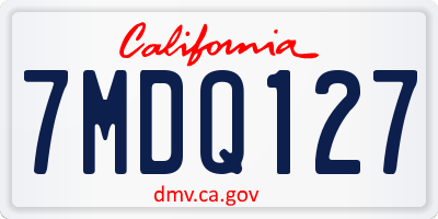 CA license plate 7MDQ127