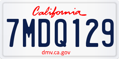 CA license plate 7MDQ129