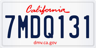 CA license plate 7MDQ131