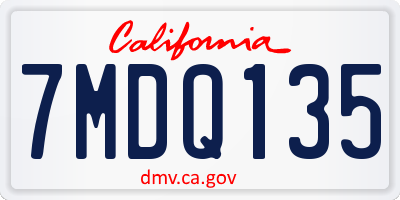 CA license plate 7MDQ135