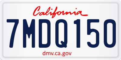 CA license plate 7MDQ150