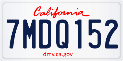 CA license plate 7MDQ152