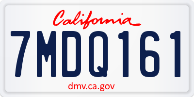 CA license plate 7MDQ161