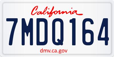 CA license plate 7MDQ164
