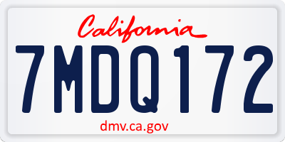 CA license plate 7MDQ172