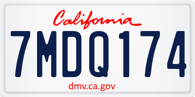 CA license plate 7MDQ174
