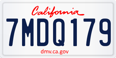 CA license plate 7MDQ179
