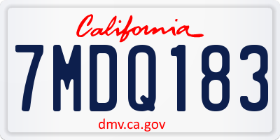 CA license plate 7MDQ183