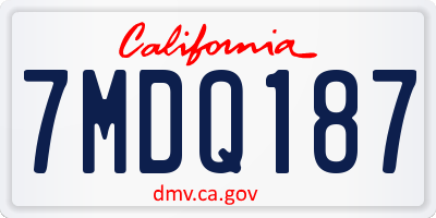 CA license plate 7MDQ187