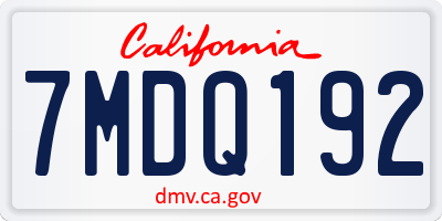 CA license plate 7MDQ192