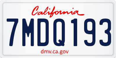 CA license plate 7MDQ193