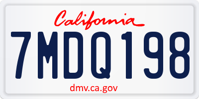 CA license plate 7MDQ198