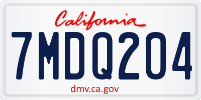 CA license plate 7MDQ204