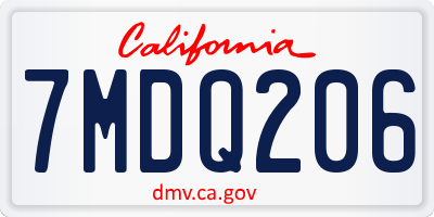 CA license plate 7MDQ206