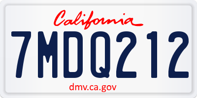 CA license plate 7MDQ212