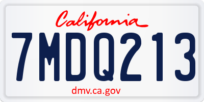 CA license plate 7MDQ213
