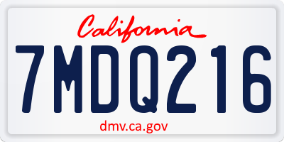 CA license plate 7MDQ216