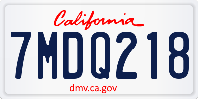 CA license plate 7MDQ218