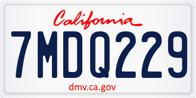 CA license plate 7MDQ229