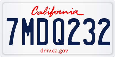 CA license plate 7MDQ232