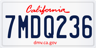 CA license plate 7MDQ236