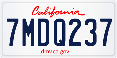 CA license plate 7MDQ237