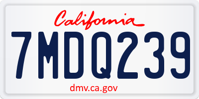 CA license plate 7MDQ239