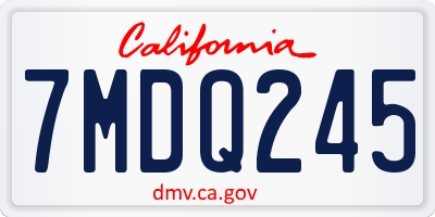 CA license plate 7MDQ245
