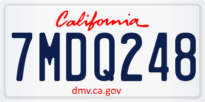 CA license plate 7MDQ248