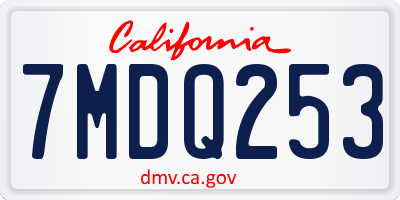 CA license plate 7MDQ253