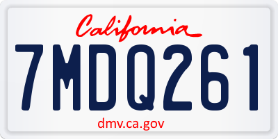 CA license plate 7MDQ261