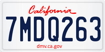 CA license plate 7MDQ263