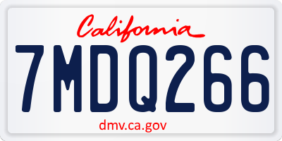 CA license plate 7MDQ266