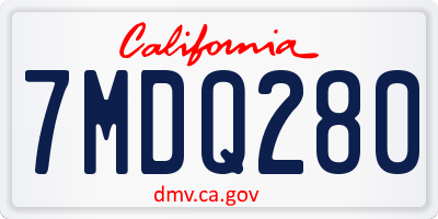 CA license plate 7MDQ280