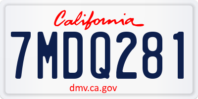 CA license plate 7MDQ281