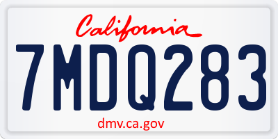 CA license plate 7MDQ283